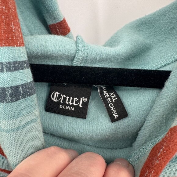 Cruel Pullover Sweatshirt Womens XXL Blue Orange Western Aztec Print Cotton Blen - Picture 4 of 9